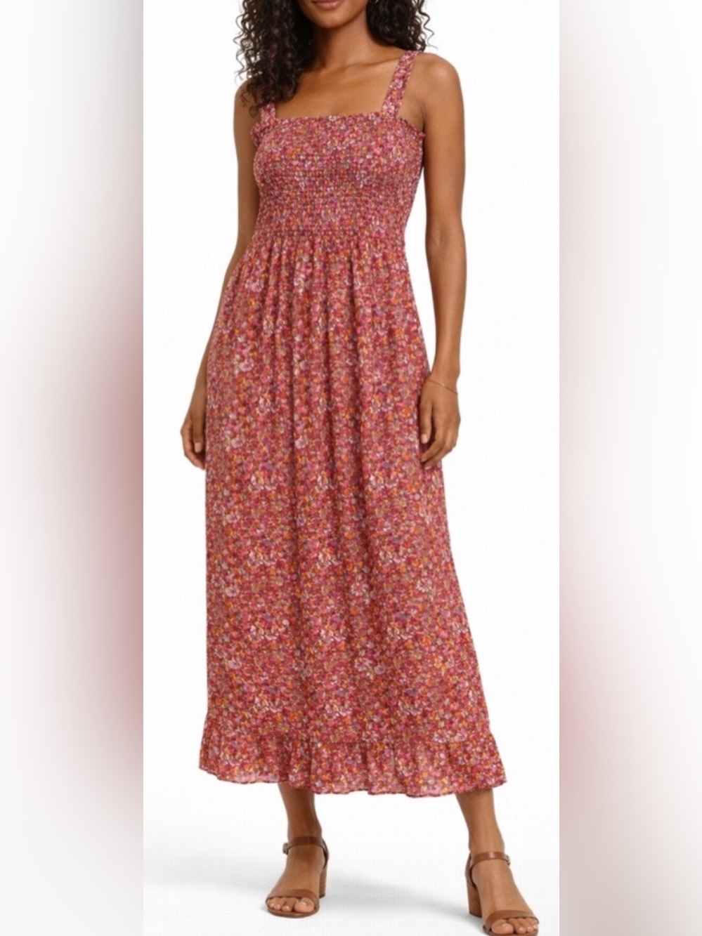 NWT The Drop Smocked Floral Maxi Dress | Boho Tiered | Cottagecore Chic
